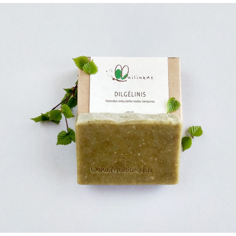 Shampoo bar with dried nettle leaves